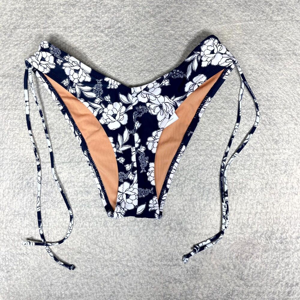 J.Crew‎ Hipster curved-waist cheeky bikini bottom floral Size XXS BF128 NAV